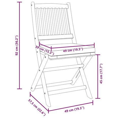 Opvouwbare stoel met kussen 6 pcs Grijs 49 x 57,5 x 92cm