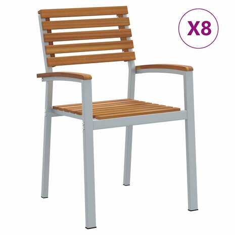 Tuinstoel 8 pcs Bruin 56 x 57 x 87cm Massief acaciahout