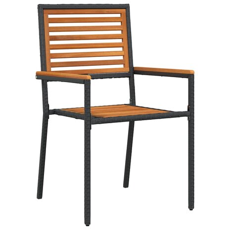 Tuin Eetset 7 pcs Zwart en Hout 180 x 90 x 75 cm poly rattan