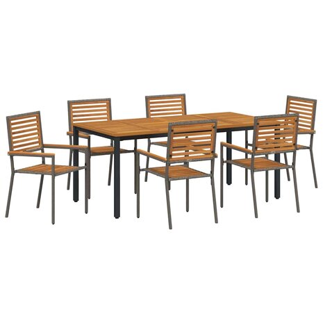 Tuin Eetset 7 pcs Grijs 180 x 90 x 75 cm poly rattan