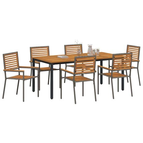 Tuin Eetset 7 pcs Grijs 180 x 90 x 75 cm poly rattan