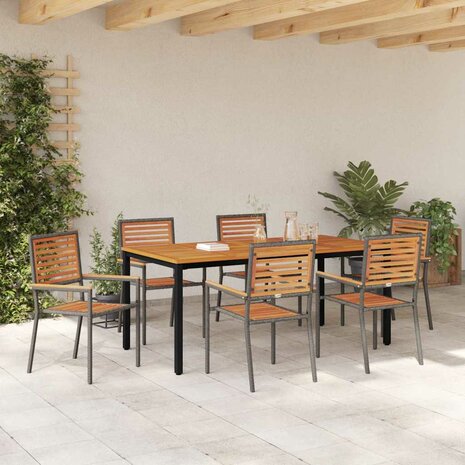 Tuin Eetset 7 pcs Grijs 180 x 90 x 75 cm poly rattan