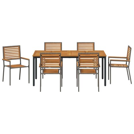 Tuin Eetset 7 pcs Grijs 180 x 90 x 75 cm poly rattan