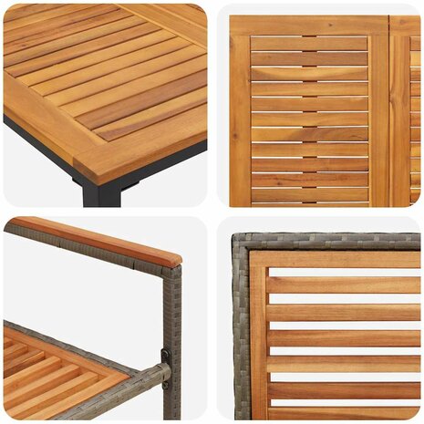 Tuin Eetset 7 pcs Grijs 180 x 90 x 75 cm poly rattan