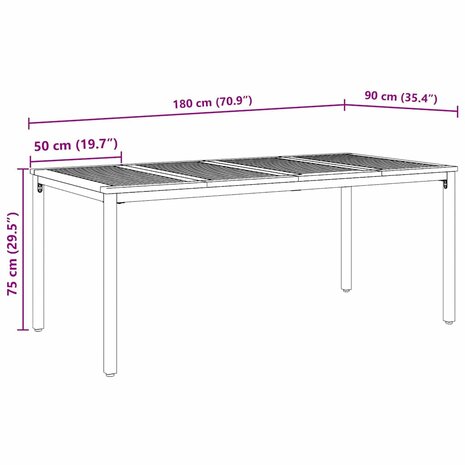Tuin Eetset 7 pcs Grijs 180 x 90 x 75 cm poly rattan