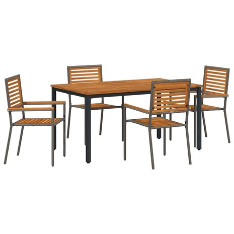 Tuin Eetset 5 pcs Grijs 150 x 90 x 75 cm poly rattan