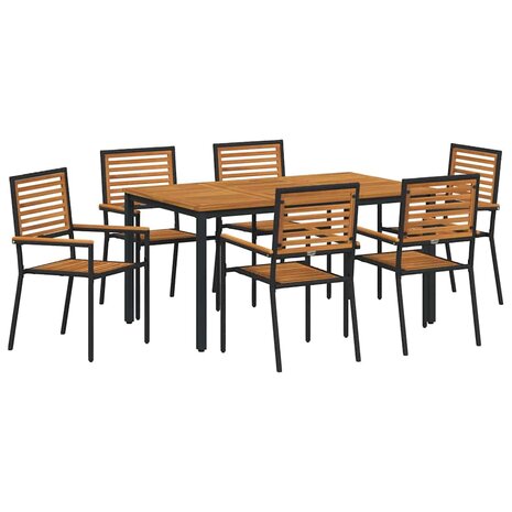 Tuin Eetset 7 pcs Zwart 150 x 90 x 75 cm poly rattan