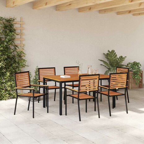 Tuin Eetset 7 pcs Zwart 150 x 90 x 75 cm poly rattan
