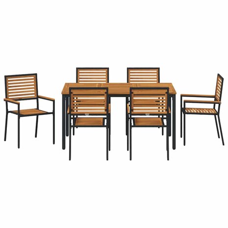 Tuin Eetset 7 pcs Zwart 150 x 90 x 75 cm poly rattan