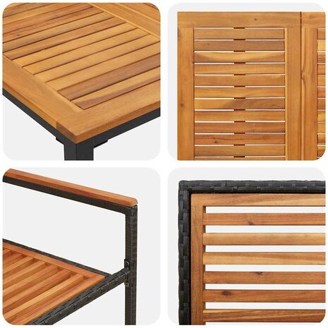 Tuin Eetset 7 pcs Zwart 150 x 90 x 75 cm poly rattan