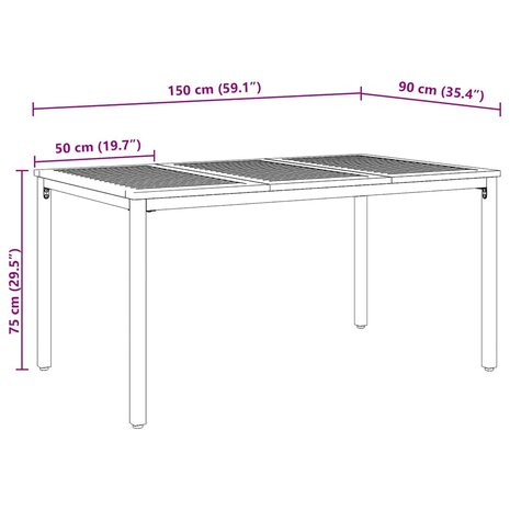Tuin Eetset 7 pcs Zwart 150 x 90 x 75 cm poly rattan