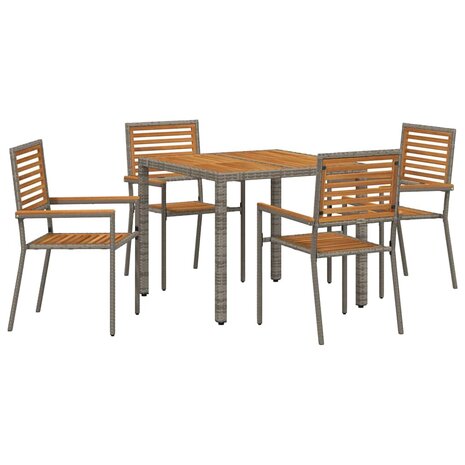 Tuin Eetset 5 pcs Grijs 90 x 90 x 75 cm poly rattan