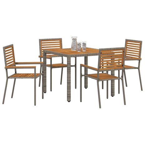 Tuin Eetset 5 pcs Grijs 90 x 90 x 75 cm poly rattan