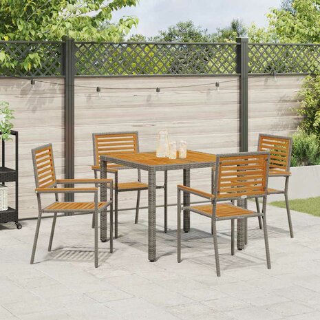 Tuin Eetset 5 pcs Grijs 90 x 90 x 75 cm poly rattan