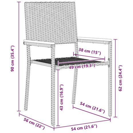 Tuin Eetset 5 pcs Grijs 90 x 90 x 75 cm poly rattan