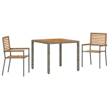 Tuin Eetset 3 pcs Grijs 90 x 90 x 75 cm poly rattan