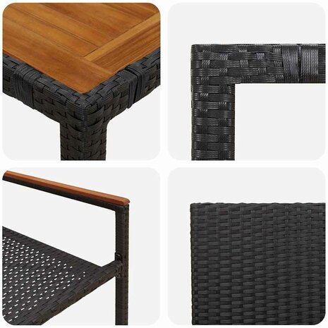 Tuin Eetset 9 pcs Zwart en Bruin 190 x 90 x 75 cm poly rattan
