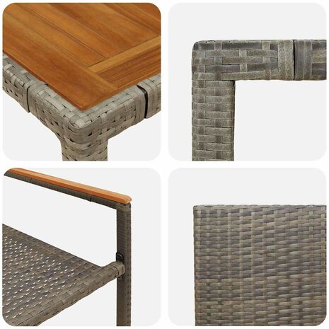 Tuin Eetset 9 pcs Grijs 190 x 90 x 75 cm poly rattan