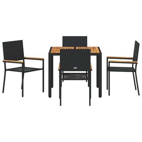 Tuin Eetset 5 pcs Zwart en Bruin 90 x 90 x 75 cm poly rattan