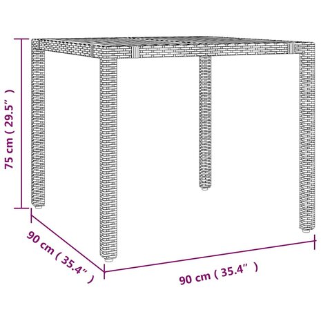 Tuin Eetset 5 pcs Grijs 90 x 90 x 75 cm poly rattan
