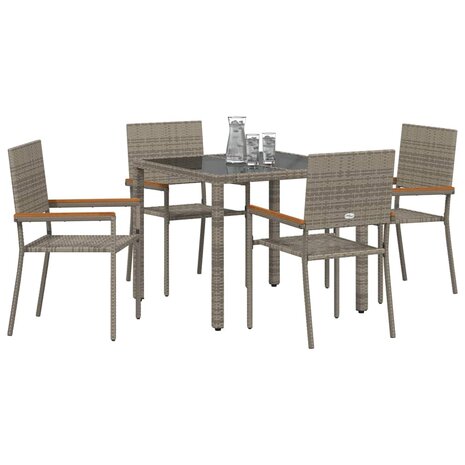 Tuin Eetset 5 pcs Grijs 90 x 90 x 75 cm poly rattan
