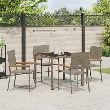 Tuin Eetset 5 pcs Grijs 90 x 90 x 75 cm poly rattan