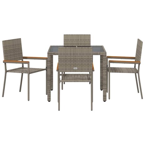 Tuin Eetset 5 pcs Grijs 90 x 90 x 75 cm poly rattan