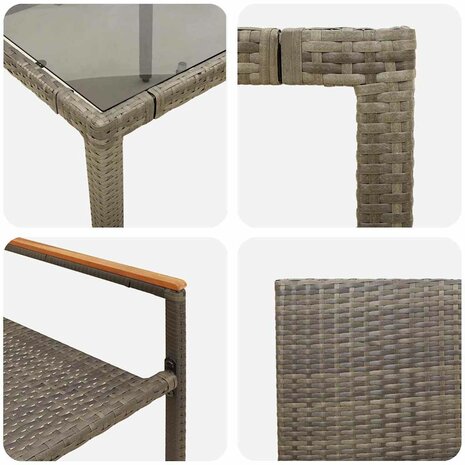 Tuin Eetset 5 pcs Grijs 90 x 90 x 75 cm poly rattan