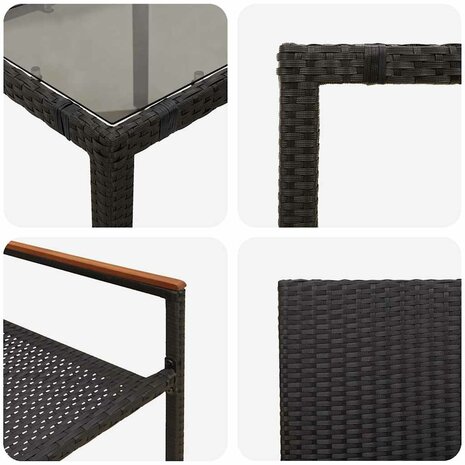 Tuin Eetset 7 pcs Zwart 150 x 90 x 75 cm poly rattan