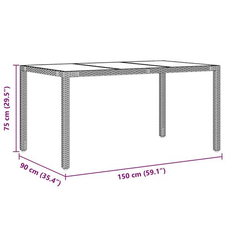 Tuin Eetset 7 pcs Zwart 150 x 90 x 75 cm poly rattan