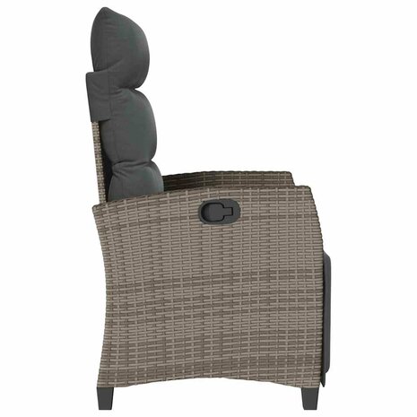 Verstelbare tuinstoel met bijzettafel poly rattan grijs