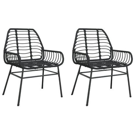 Tuinstoelen 2 st poly rattan zwart