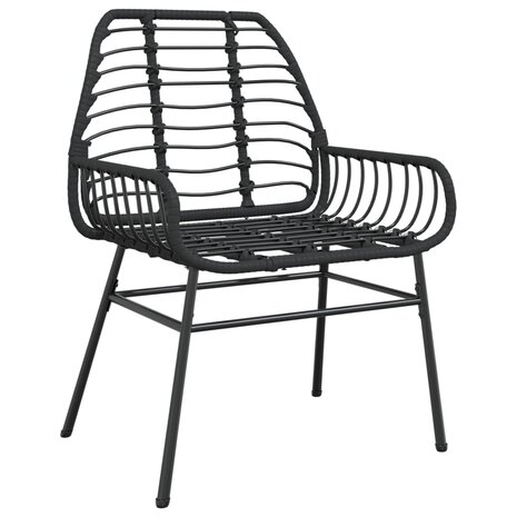Tuinstoelen 2 st poly rattan zwart