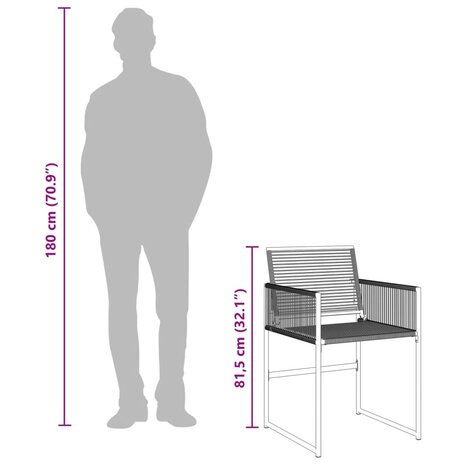 Tuinstoelen 4 st poly rattan zwart