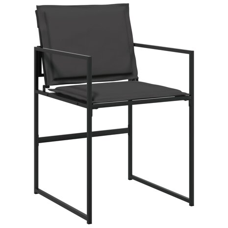 Tuinstoelen 4 st met kussens staal en textileen zwart