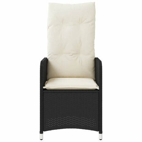Tuinstoelen 2 st verstelbaar met kussens poly rattan zwart