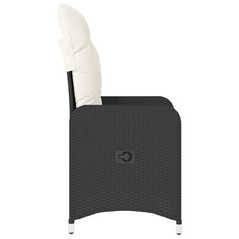 Tuinstoelen 2 st verstelbaar met kussens poly rattan zwart