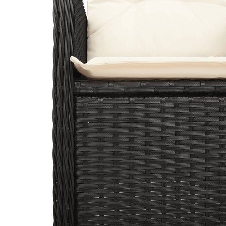 Tuinstoelen 2 st verstelbaar met kussens poly rattan zwart