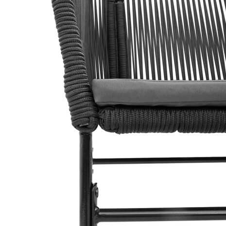 Tuinstoelen 2 st met kussens poly rattan zwart