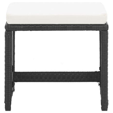 Tuinkrukken 2 st met kussens poly rattan zwart