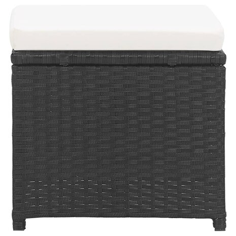 Tuinkrukken 2 st met kussens poly rattan zwart