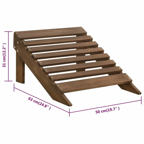 Tuinstoel met voetenbank hout bruin