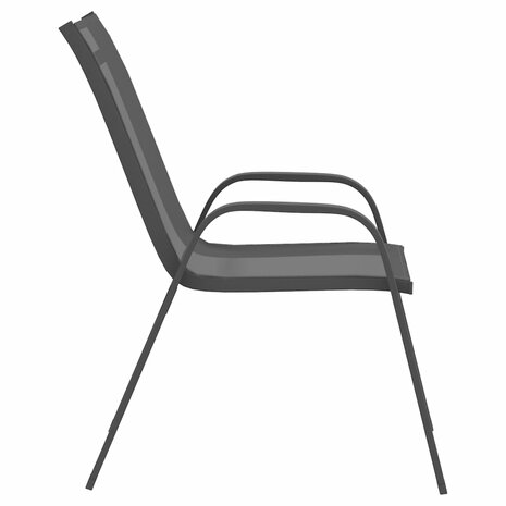 Tuinstoelen stapelbaar 6 st textileen stof grijs