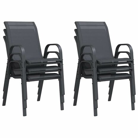 Tuinstoelen stapelbaar 6 st textileen stof grijs