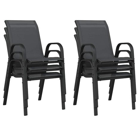 Tuinstoelen stapelbaar 6 st textileen stof zwart