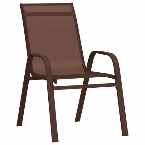 Tuinstoelen stapelbaar 4 st textileen stof bruin