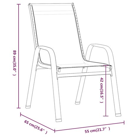 Tuinstoelen stapelbaar 4 st textileen stof bruin