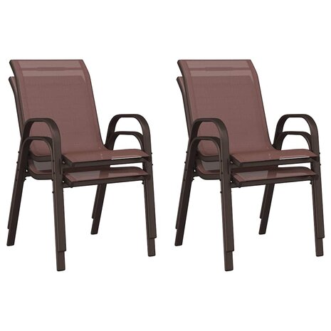 Tuinstoelen stapelbaar 4 st textileen stof bruin