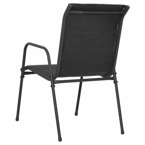 Tuinstoelen 6 st staal en textileen zwart