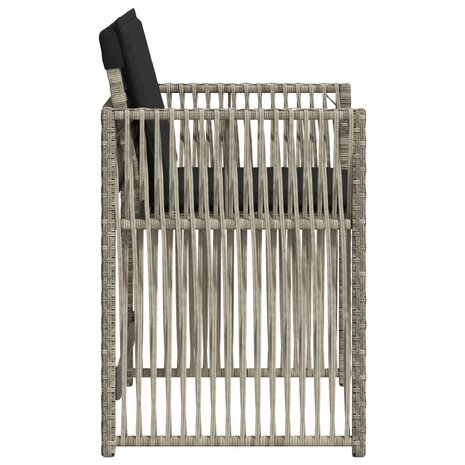 Tuinstoelen 4 st met kussens poly rattan lichtgrijs